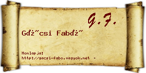 Gácsi Fabó névjegykártya